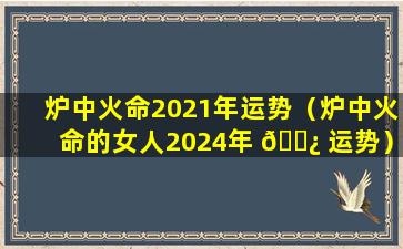 炉中火命2021年运势（炉中火命的女人2024年 🌿 运势）